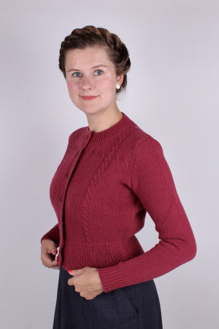 1940s vintage style cardigan - Raspberry- Vera