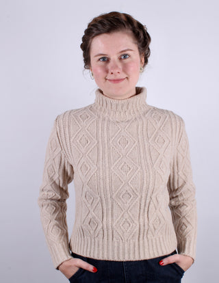 1940s / 1950s vintage style turtleneck pullover  - Cream - Inger