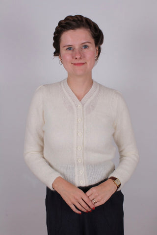 1940s vintage style mohair cardigan - Cream - Lisbeth