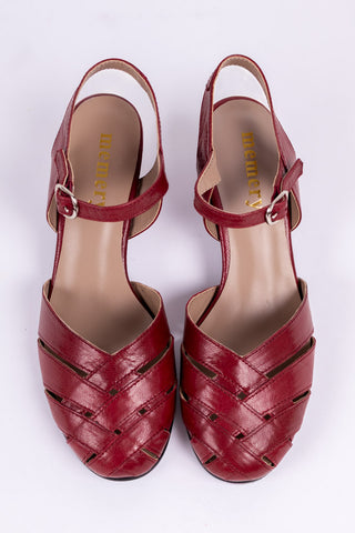 1940s - everyday sandal - Red - Flora