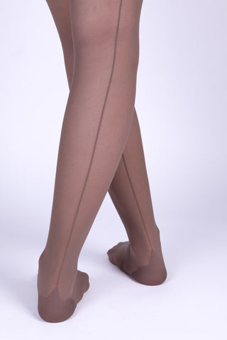 Stockings with a mock back seam and point heel - 30 denier – Taupe – Hazel