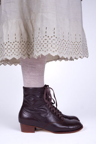 1900s / 1910s Edwardian teenage lace-up boots - brown - Josephine