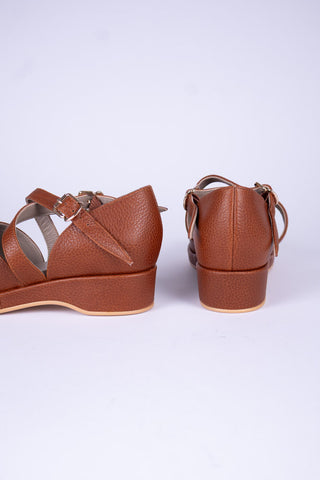 1940s - summer sandals- wedges - Light Brown - Norma