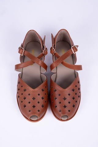 1940s - summer sandals- wedges - Light Brown - Norma