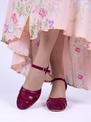 Early 1930s  Art Deco evening sandals - Burgundy - Thelma