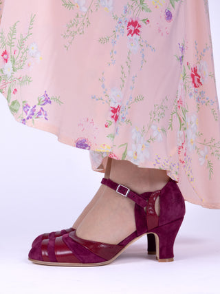 Early 1930s  Art Deco evening sandals - Burgundy - Thelma