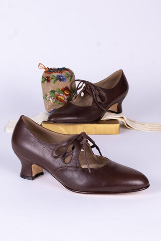 Early 1920s everyday shoes - Dark Brown - Georgina - memery