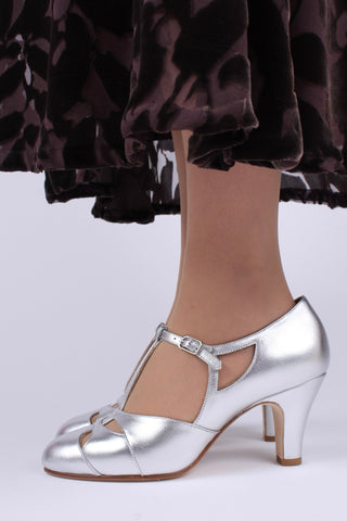 Early 1930s Art Deco evening sandals - Silver - Helen - memery