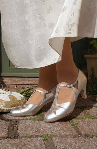 Early 1930s Art Deco evening sandals - Silver - Helen - memery