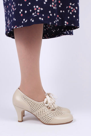Early 1930s oxford high heels - Cream - Marie - memery