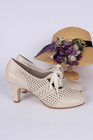 Early 1930s oxford high heels - Cream - Marie - memery