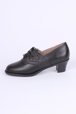 Early 1940s everyday lace - up shoes - Black - Emily - memery