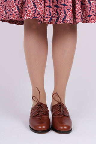 Early 1940s everyday lace - up shoes - Cognac brown - Emily - memery