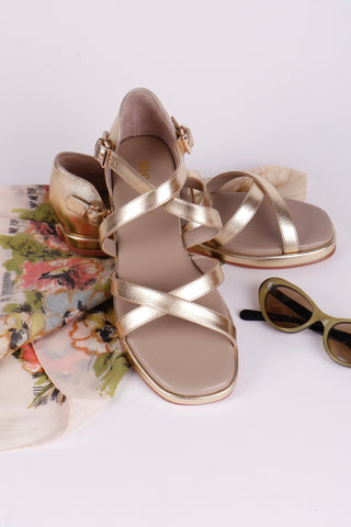 Early 1950s summer sandals - Gold - Sophia - memery