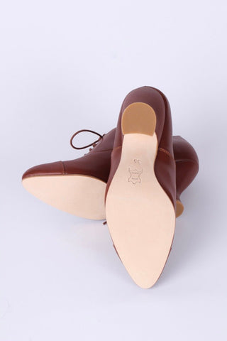 Edwardian Oxford shoe with pompadour heel - 1900 - Brown - Bertha - memery