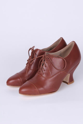 Edwardian Oxford shoe with pompadour heel - 1900 - Brown - Bertha - memery