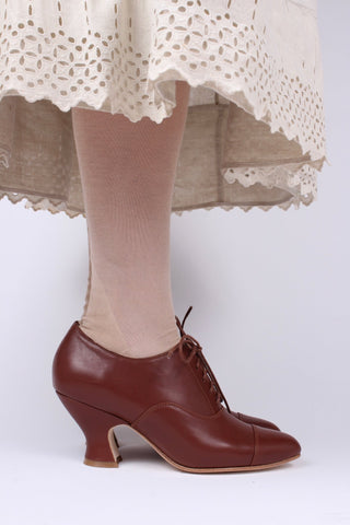 Edwardian Oxford shoe with pompadour heel - 1900 - Brown - Bertha - memery