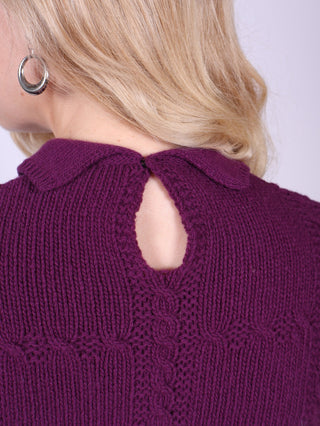Feminine 1940s vintage style pullover with collar - Purple - Gertrud - memery