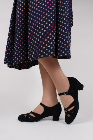 Late 1930s / early 1940s suede shoes - Black - Ida - memery