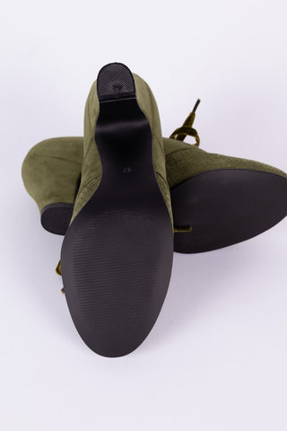 VEGAN shoes - 40s vintage style pumps with shoe lace - Green - Esther - memery