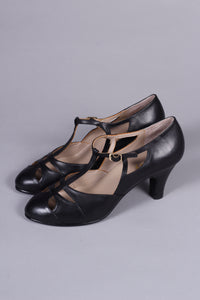 20s / 30s Art Deco inspired evening sandals - Black - Helen