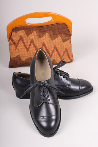 1940s Derby shoes - Black - Eleanor - memery