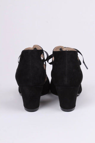 40's vintage style pumps in suede - Black - Alma - memery