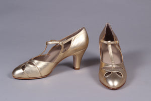 20s / 30s Art Deco inspired evening sandals - Gold - Helen