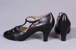20s / 30s Art Deco inspired evening sandals - Black - Helen