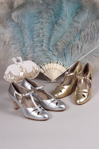 Early 1930s Art Deco evening sandals - Silver - Helen - memery