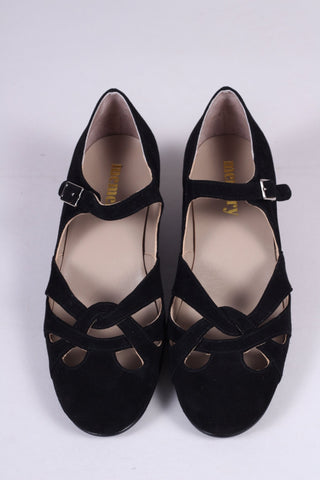 Late 1930s / early 1940s suede shoes - Black - Ida - memery