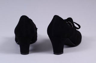 VEGAN shoes - 40s vintage style pumps with shoe lace - Black - Esther - memery