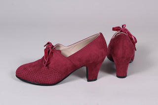 VEGAN shoes - 40s vintage style pumps with shoe lace - Burgundy Red - Esther - memery