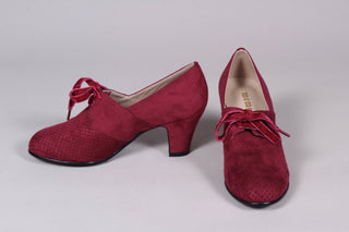 VEGAN shoes - 40s vintage style pumps with shoe lace - Burgundy Red - Esther - memery